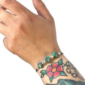 Fimo Clay Mushroom Beaded Stretch Bracelet